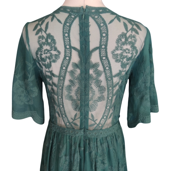 Blush Teal Maxi Dress with Embroidered Details - Picture 5 of 8